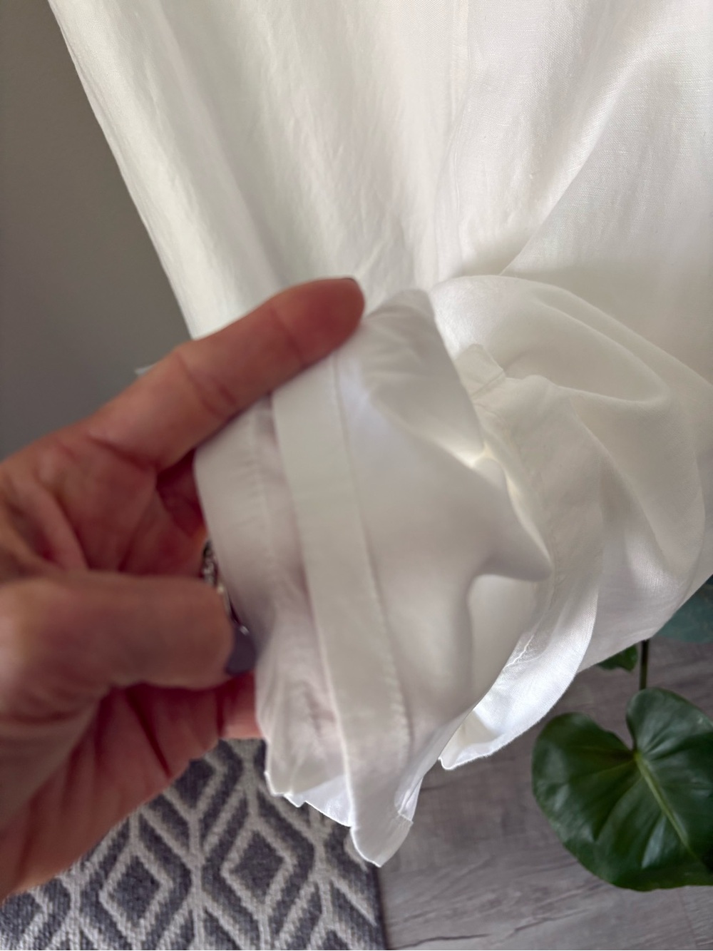 Linen White Drawstring Pants - Picture 3 of 4